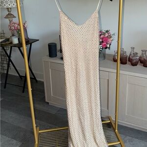 Luxurious Champagne Spaghetti Strap Dress